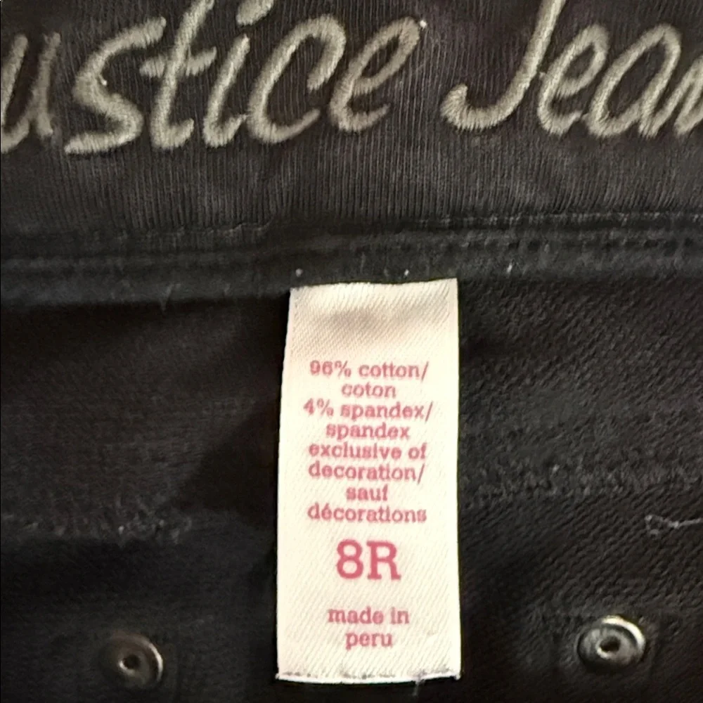 Justice Girls Size 8 Black Stretch Jeggings Skinny Pull On Soft Cotton Blend